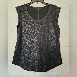 White House Black Market Black Fitted Embellished Tank Top - used once